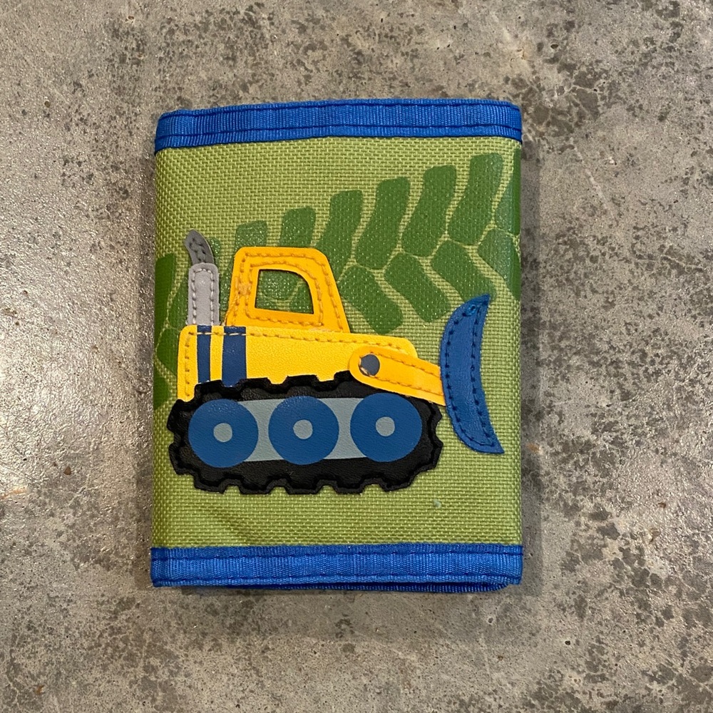 Kids Green & Blue Bulldozer Wallet by